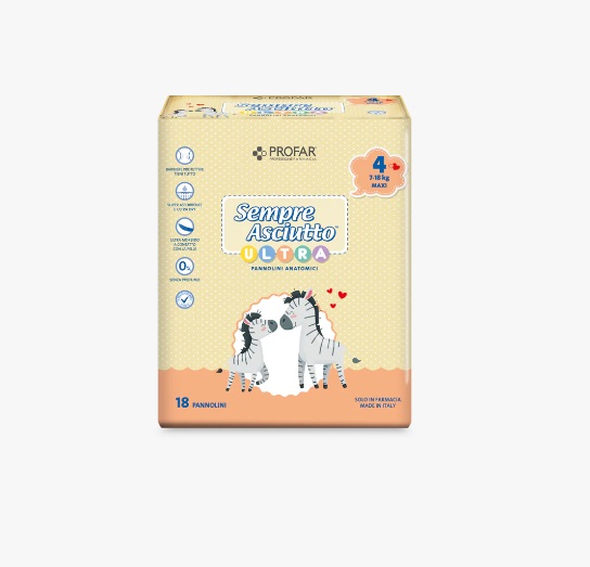 Profar Pannolini sempre asciutto ultra maxi taglia 4 7/18 kg 18 pezzi