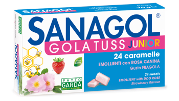 Phyto Garda Sanagol Gola Tuss Junior caramalle tosse bambino Gusto Fragola 24 pezzi