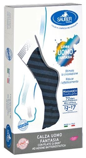 Sauber Linea Uomo Calza 70 Denari fantasia righe in cotone Blu Taglia S **