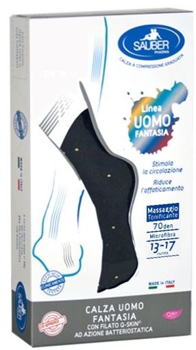 Sauber Linea Uomo Calza 70 Denari fantasia points in cotone Blu Taglia L **