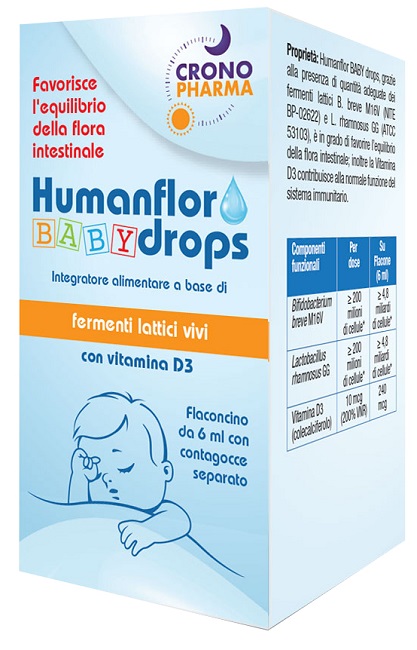 Humanflor Baby Drops integratore pediatrico per l'equilibrio della flora intestinale 1 Flaconcino