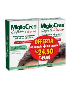Migliocres Capelli Uomo integratore alimentare 60+60 Capsule 
