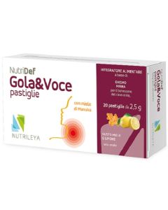 Nutridef Gola & Voce integratore per mal di gola gusto miele e limone 20 pastiglie 