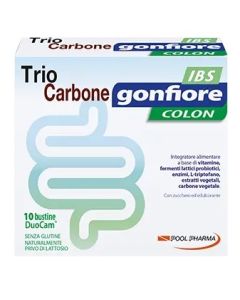 Trio Carbone Gonfiore IBS Colon Integratore Intestino 10 Bustine