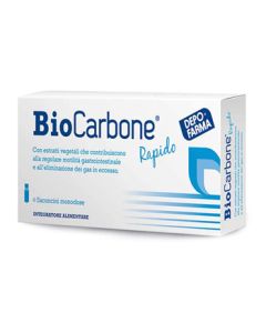 Biocarbone rapido per i disturbi intestinali 8 flaconcini monodose