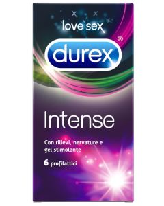Durex Intense Preservativi Con Rilievi e gel stimolante 6 Pezzi