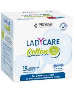 Profar Ladycare Cotton Assorbenti con ali notte 10 pezzi 