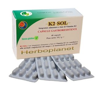 Herboplanet K2 Sol Integratore Alimentare Ossa E Coagulazione Sangue Confezione 48 Compresse