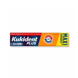 Kukident Plus Doppia Azione Crema Adesiva per dentiere Totali e Parziali 65 gr **