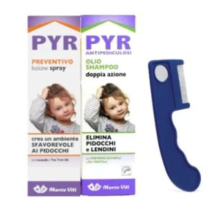 Pyr Olio Shampoo Antipediculosi + Lozione Spray Preventivo + 1 Pettinino